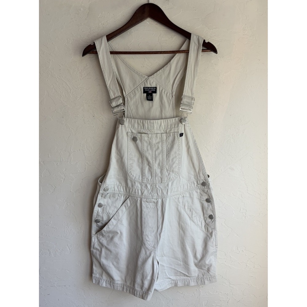 Vintage 90s Y2K Polo Ralph Lauren Shorts Overalls M Khaki Beige Grunge Utility
